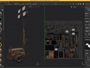 PBR Low Poly 8K Old Rusty Mobile Portable Diesel Light Tower Generator 3D Model