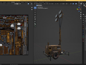 PBR Low Poly 8K Old Rusty Mobile Portable Diesel Light Tower Generator 3D Model