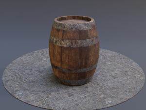 Low Poly Wooden Barrel 3D Модель