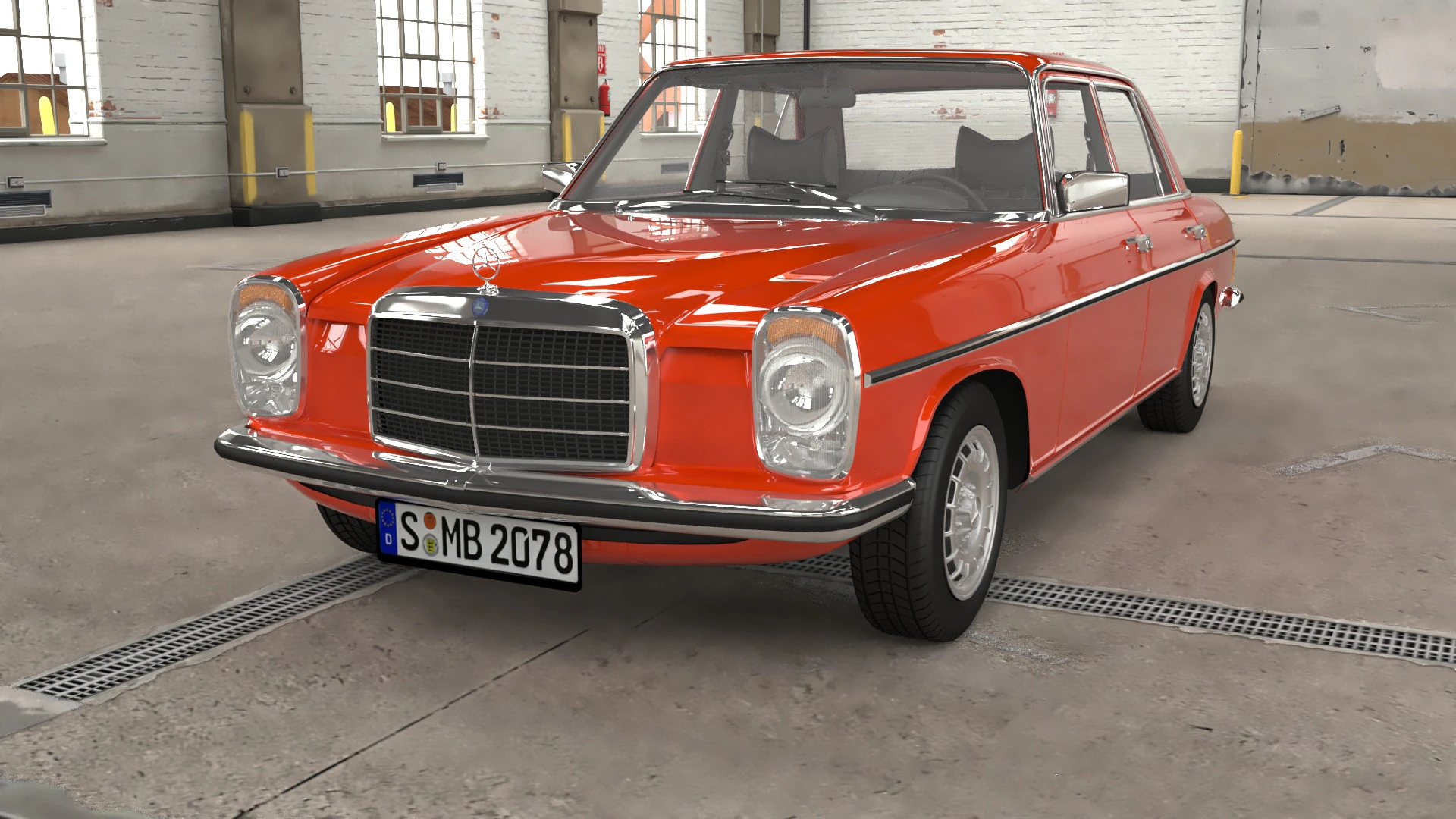 1968-1975 model Mercedes Benz W115 sedan car 3D Model .c4d .max .obj .3ds .fbx .stl .blend 