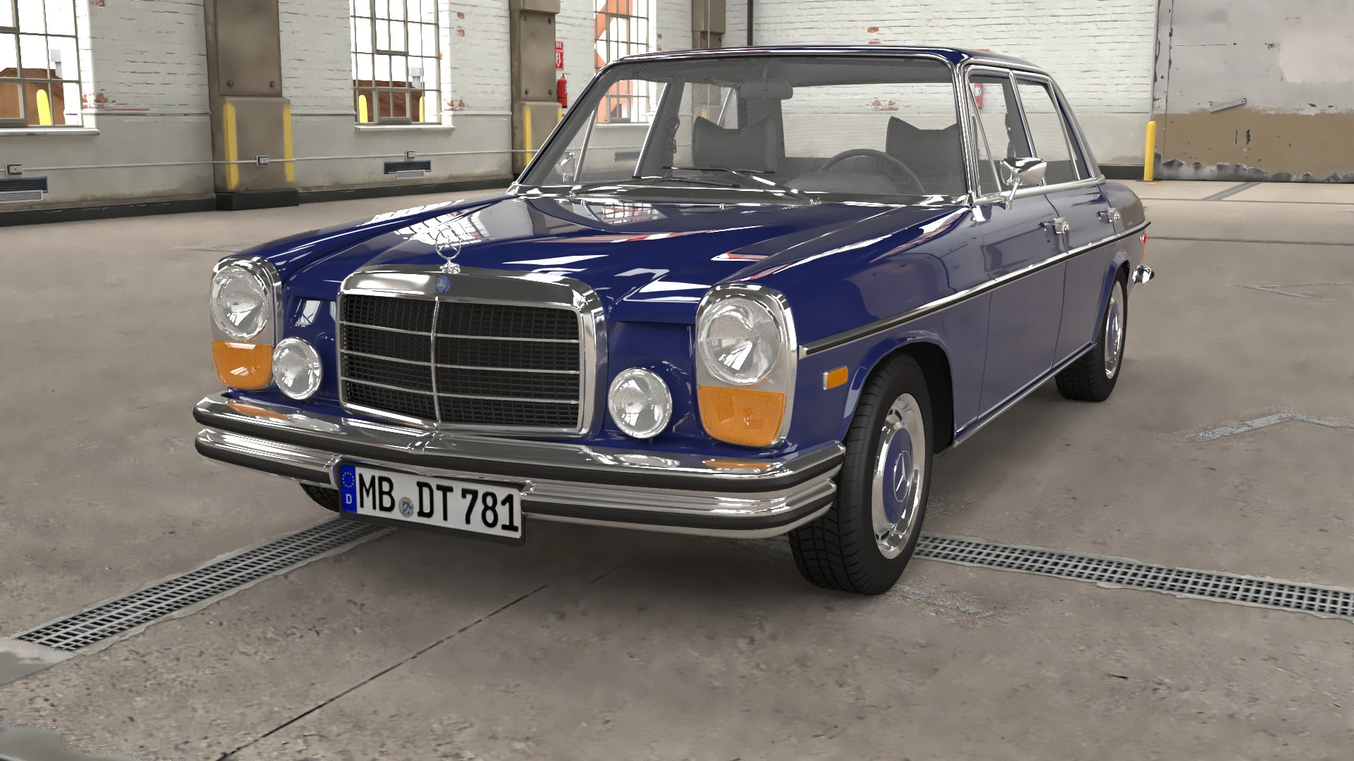 1968-1975 model Mercedes Benz W114 sedan car 3D Model .c4d .max .obj .3ds .fbx .stl .blend 