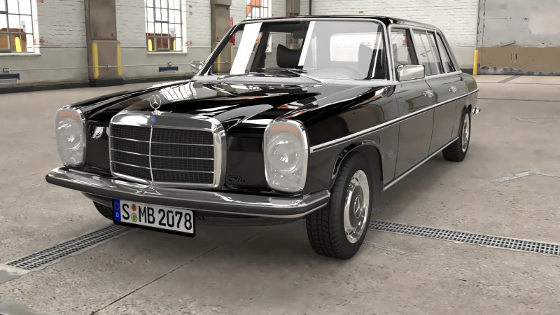 1968-1975 model Mercedes Benz W115 Limousine 3D Model .c4d .max .obj .3ds .fbx .stl .blend