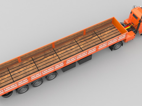 1975 Semi Truck and Trailer Modelo 3D