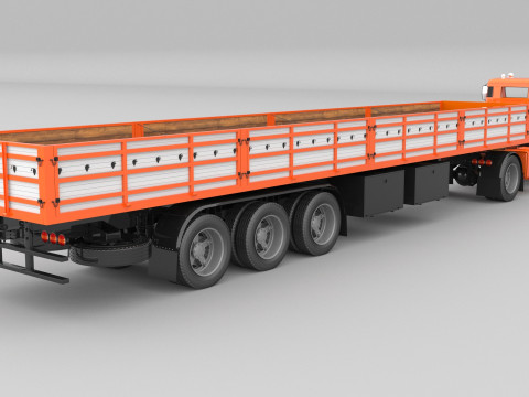1975 Semi Truck and Trailer Modelo 3D