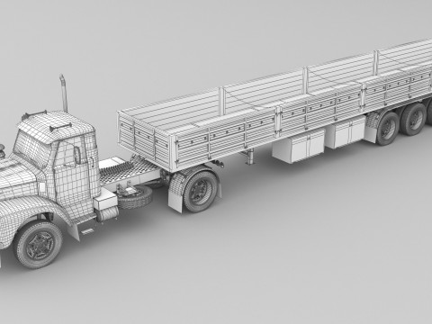 1975 Semi Truck and Trailer Modelo 3D
