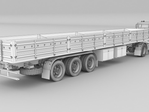 1975 Semi Truck and Trailer Modelo 3D