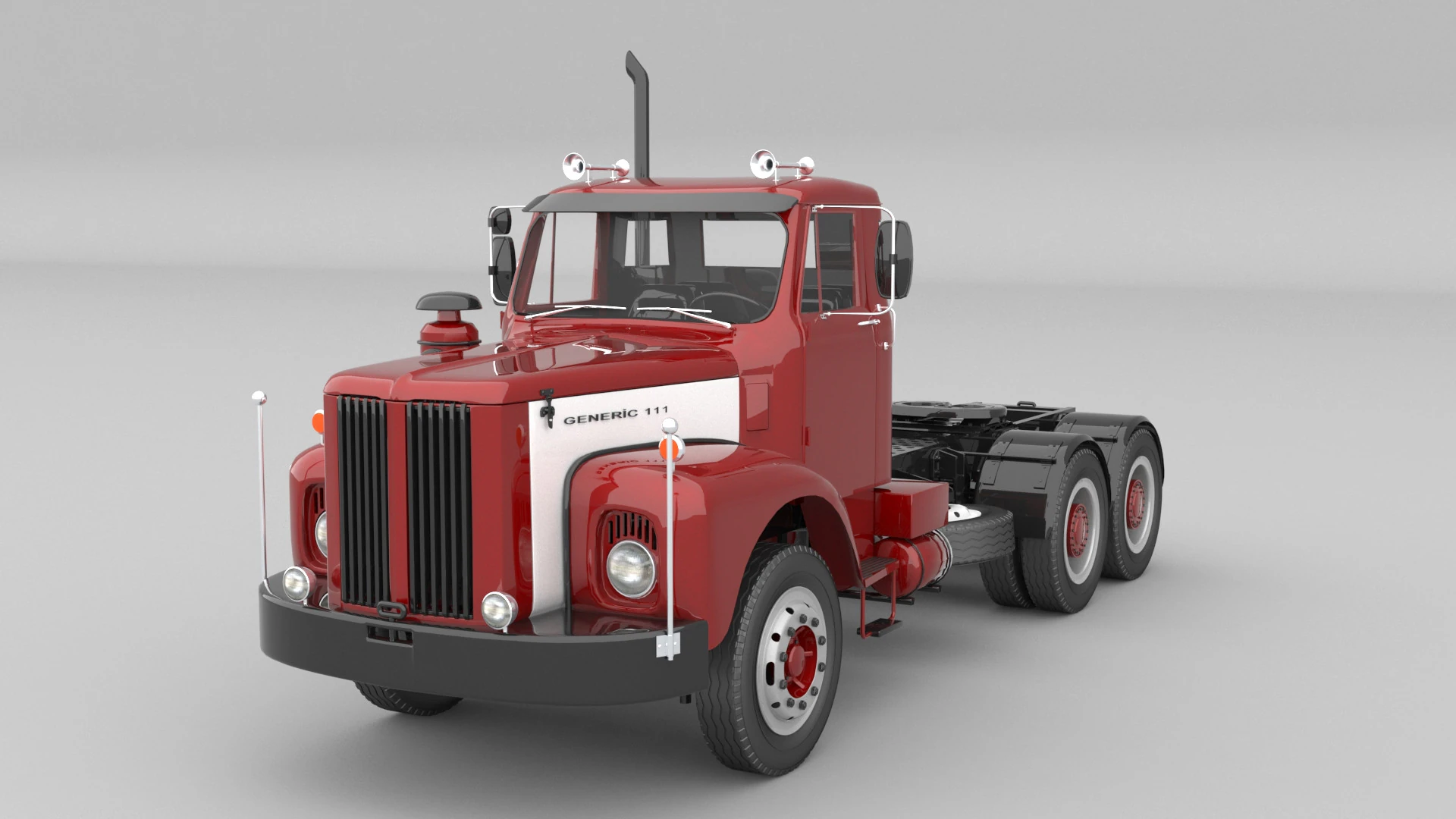 1975 Semi Truck Double Axle 3D Model .c4d .max .obj .3ds .fbx .stl .blend 