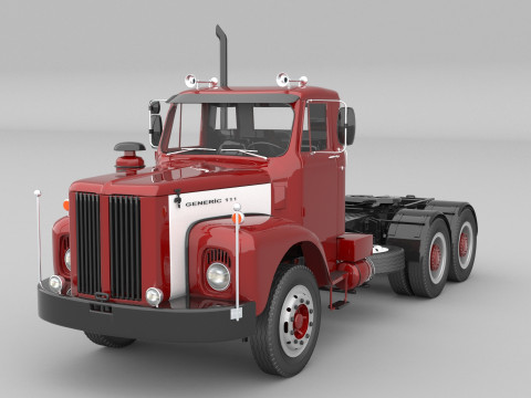 1975 Semi Truck Double Axle 3D मॉडल