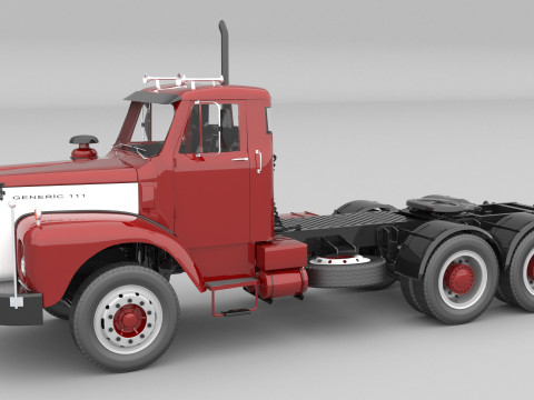 1975 Semi Truck Double Axle 3D-Modell