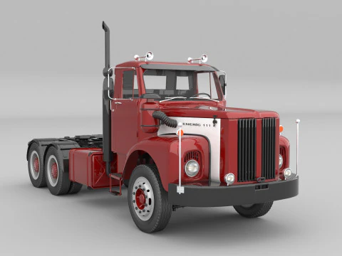 1975 Semi Truck Double Axle 3D Model