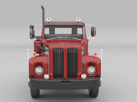 1975 Semi Truck Double Axle 3D Model