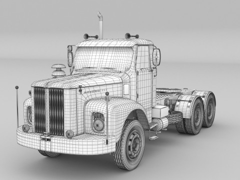 1975 Semi Truck Double Axle 3D-Modell