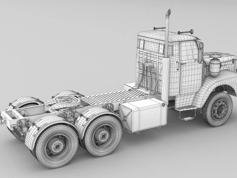 1975 Semi Truck Double Axle 3D Model