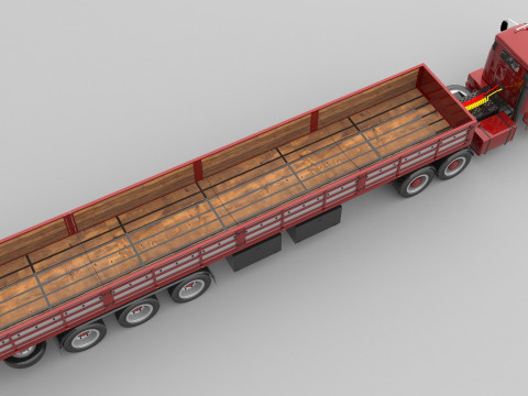 1975 Semi truck and Trailer 3Dモデル