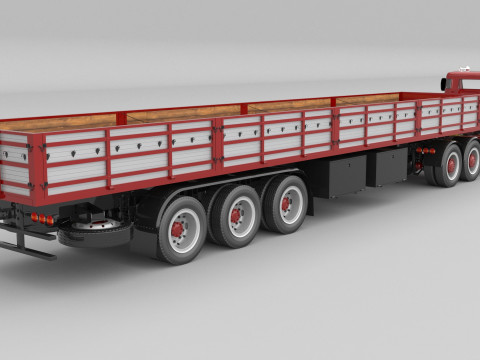 1975 Semi truck and Trailer 3Dモデル