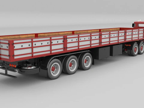 1975 Semi truck and Trailer 3D Model