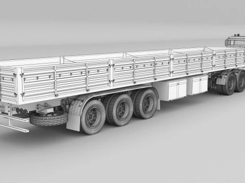 1975 Semi truck and Trailer 3D Model