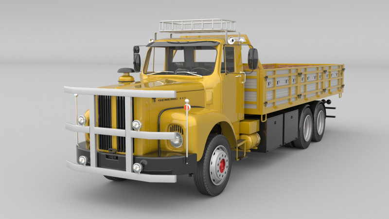 1975 Truck flatbed 3D 모델 .c4d .max .obj .3ds .fbx .stl .blend