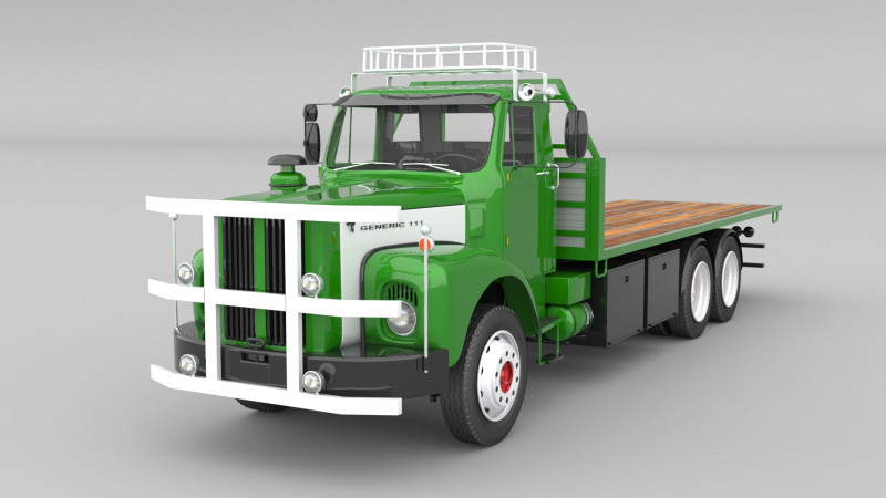 1975 Flatbed Truck 3D 모델 .c4d .max .obj .3ds .fbx .stl .blend