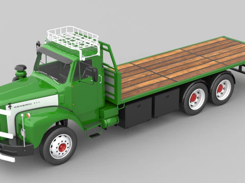 1975 Flatbed Truck 3D Model
