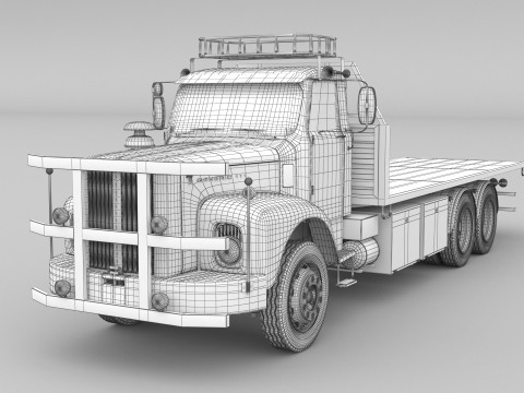 1975 Flatbed Truck 3D 모델