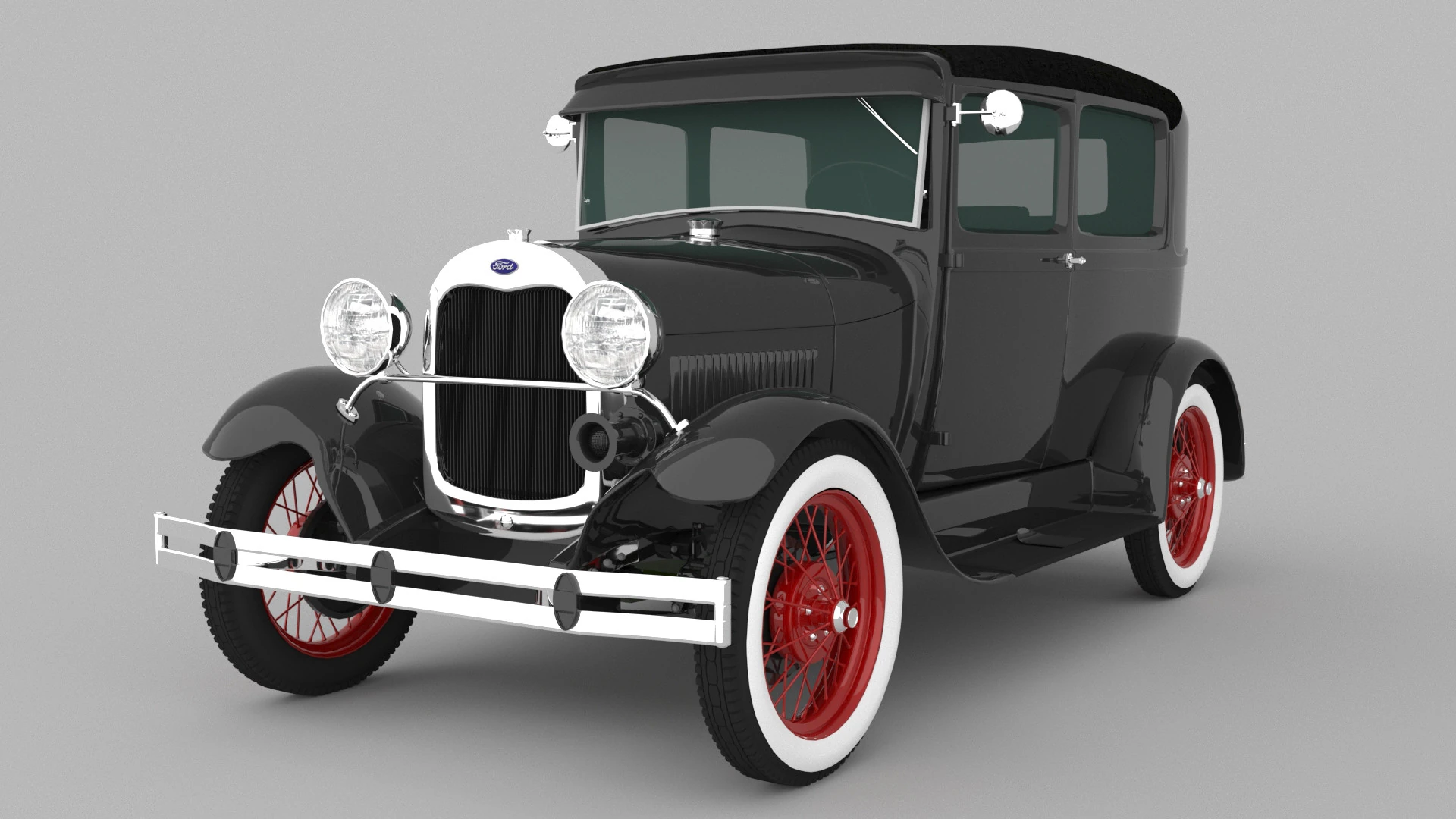 1929 Model A Tudor Sedan 3D Model .c4d .max .obj .3ds .fbx .stl .blend 