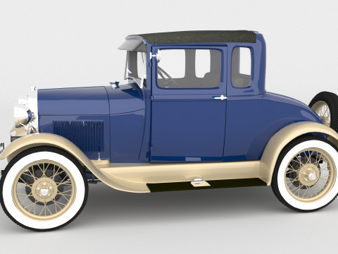 1929 Model A 5 Window Coupe 3D मॉडल