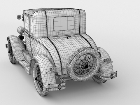 1929 Model A 5 Window Coupe 3D मॉडल