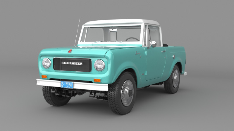 1967 International Scout 800 Pickup 3D Модель .c4d .max .obj .3ds .fbx .stl .blend