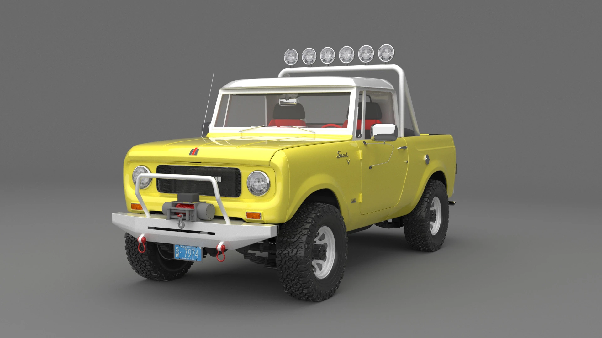 1967 International Scout 800 Pickup Custom 3D Model .c4d .max .obj .3ds .fbx .stl .blend 