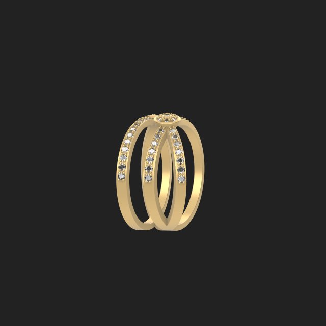 Contemporary Waves Diamond Ring 3D Принт Модель .c4d .max .obj .3ds .fbx .stl .blend 