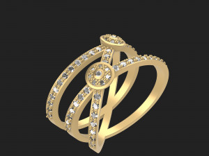 Contemporary Waves Diamond Ring 3D Принт Модель