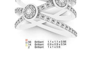 Contemporary Waves Diamond Ring 3D Принт Модель