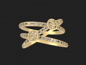Contemporary Waves Diamond Ring 3D Принт Модель