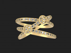 Contemporary Waves Diamond Ring 3D Print Model