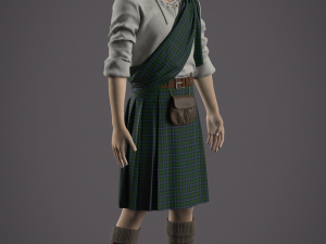 Clothing high-poly Scottish kilt Costume Modello 3D
