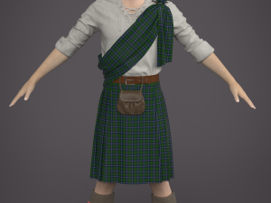 Clothing high-poly Scottish kilt Costume Modello 3D