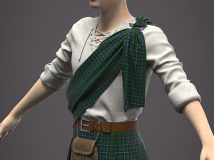 Clothing high-poly Scottish kilt Costume Modello 3D