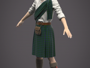 Clothing high-poly Scottish kilt Costume Modello 3D