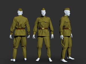 Одяг high-poly Радянський Солдат Форма 3D Модель