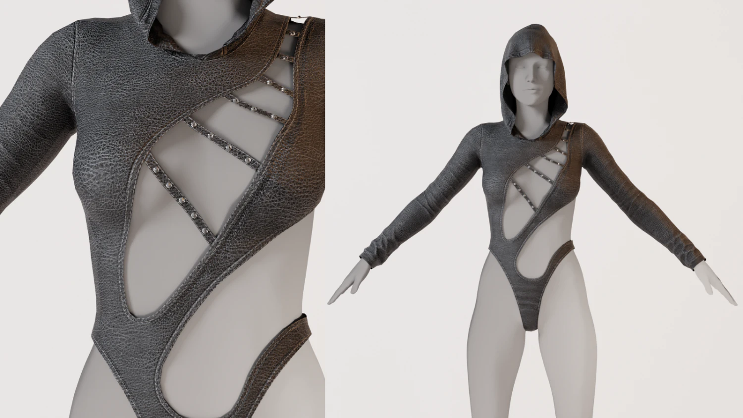 Clothing lowpoly highpoly Leather Body 3D Model .c4d .max .obj .3ds .fbx .stl .blend
