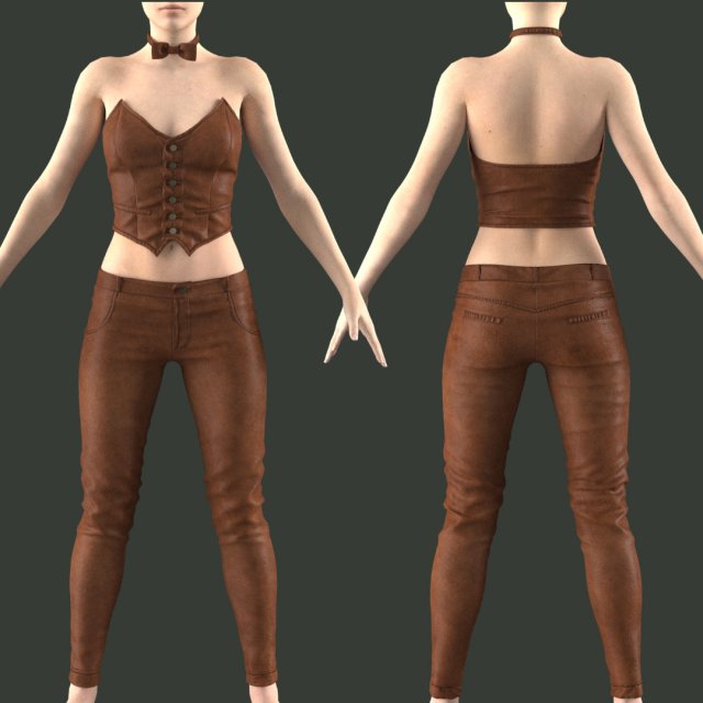 Clothing high-poly Leather Costume Modelo 3D .c4d .max .obj .3ds .fbx .stl .blend 