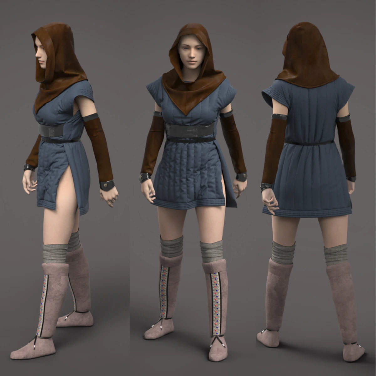 Clothing high-poly Medevial Down jacket 3D Model .c4d .max .obj .3ds .fbx .stl .blend 