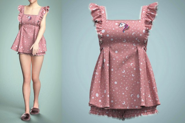 Clothing high-poly Pajamas Modello 3D .c4d .max .obj .3ds .fbx .stl .blend 