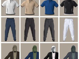 Conjunto de roupas alto poli esporte casual Modelo 3D