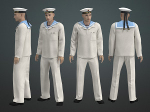 Clothing high-poly Soviet Sailor Summer Uniform 3D 模型