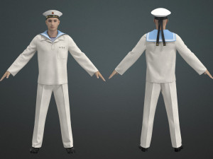 Clothing high-poly Soviet Sailor Summer Uniform 3D Модель