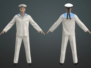 Clothing high-poly Soviet Sailor Summer Uniform 3D Model