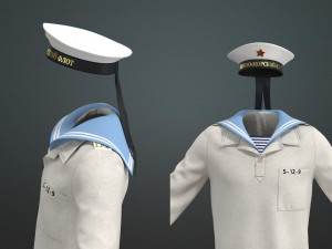 Clothing high-poly Soviet Sailor Summer Uniform 3D Модель