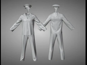 Clothing high-poly Soviet Sailor Summer Uniform 3D Model
